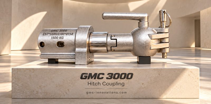 Hitch Coupling GMC 3000 displayed on a stone pedestal in a bright hall